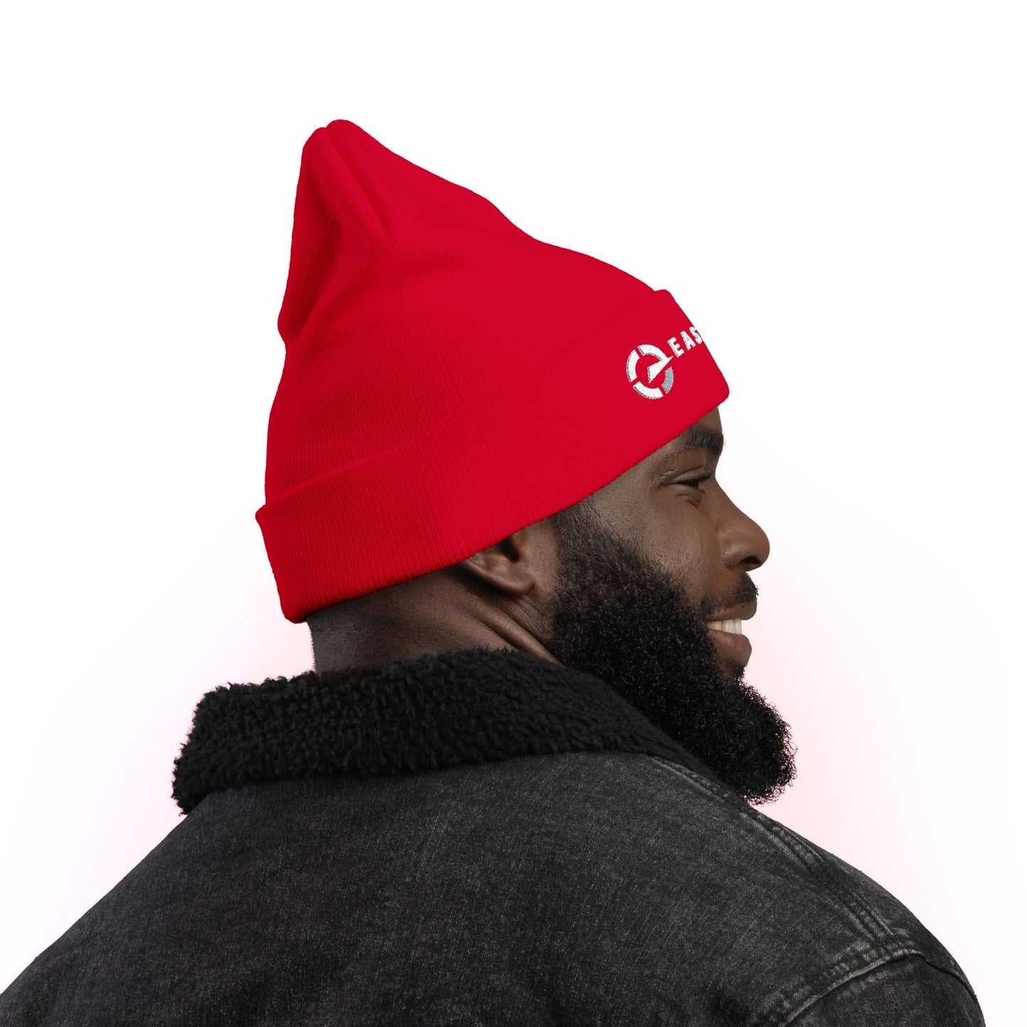 Classic Black Embroidered Knit Beanie