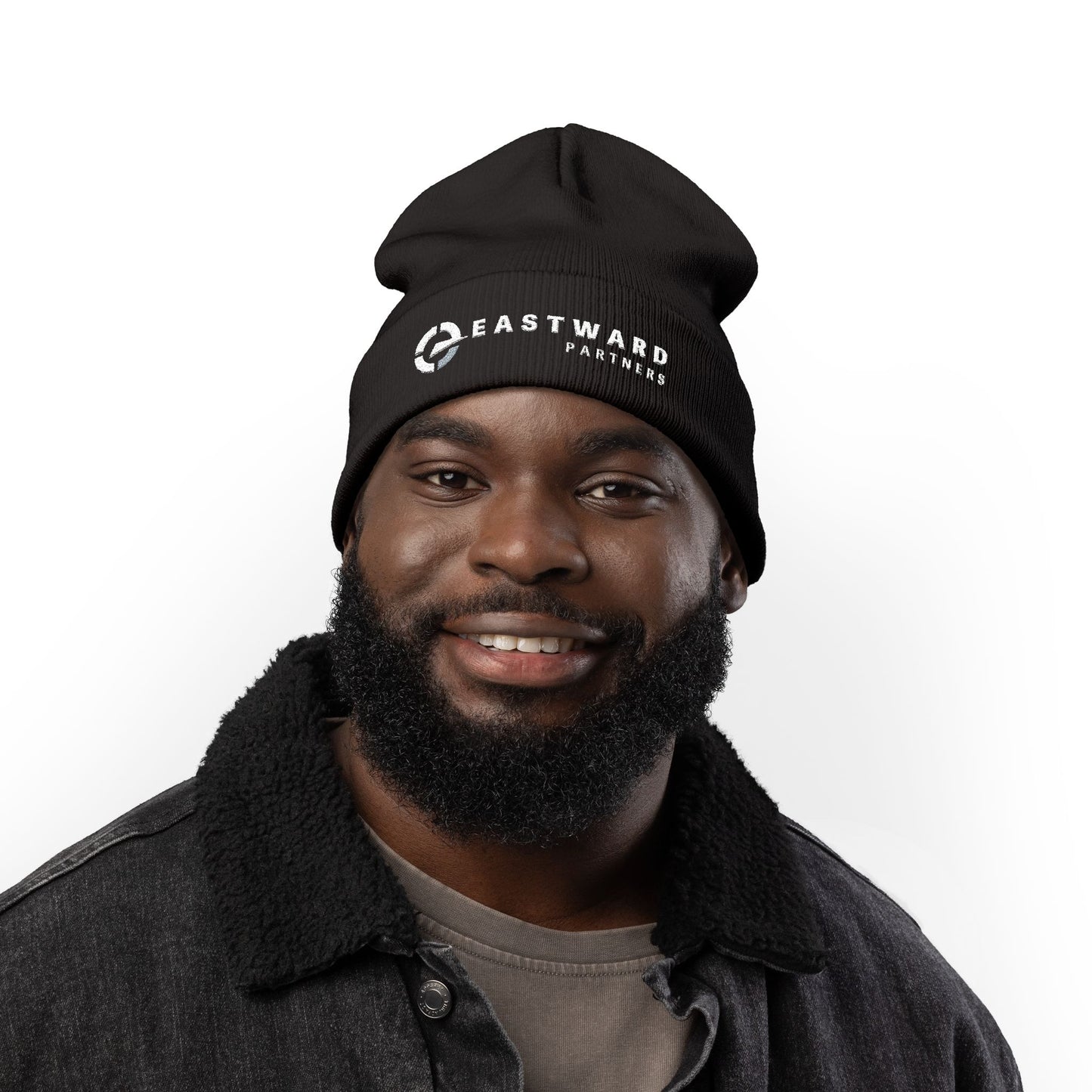 Classic Black Embroidered Knit Beanie