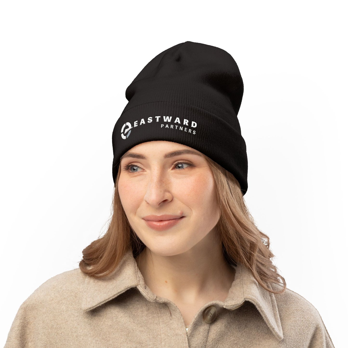 Classic Black Embroidered Knit Beanie