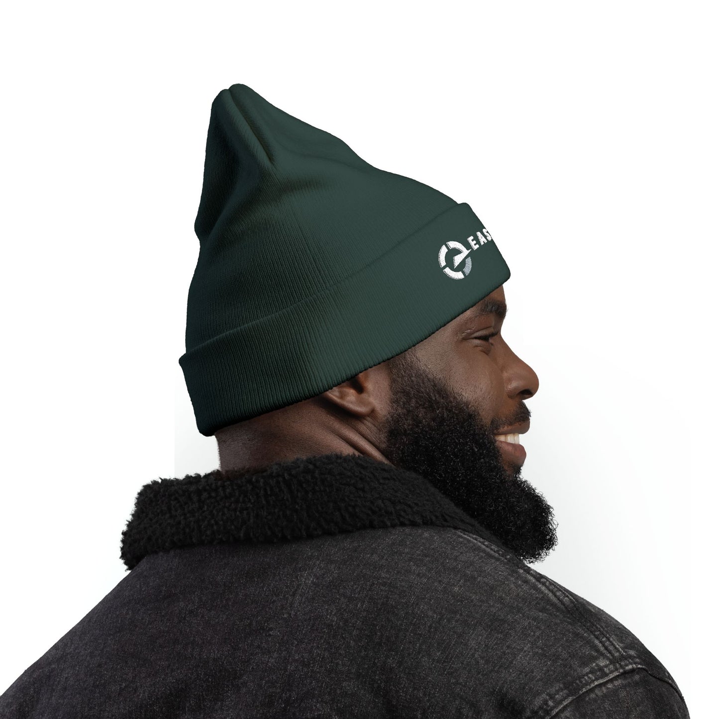 Classic Black Embroidered Knit Beanie