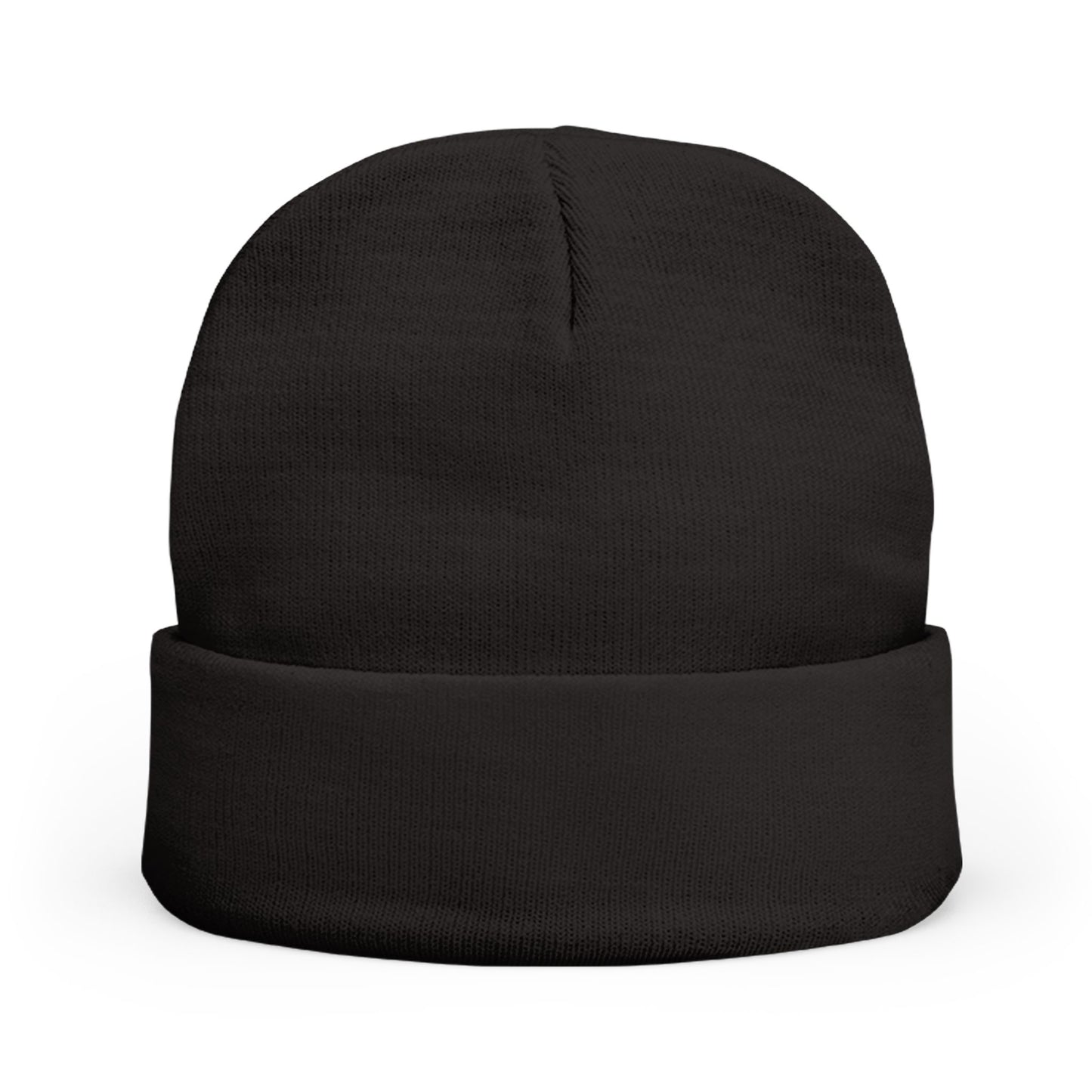 Classic Black Embroidered Knit Beanie