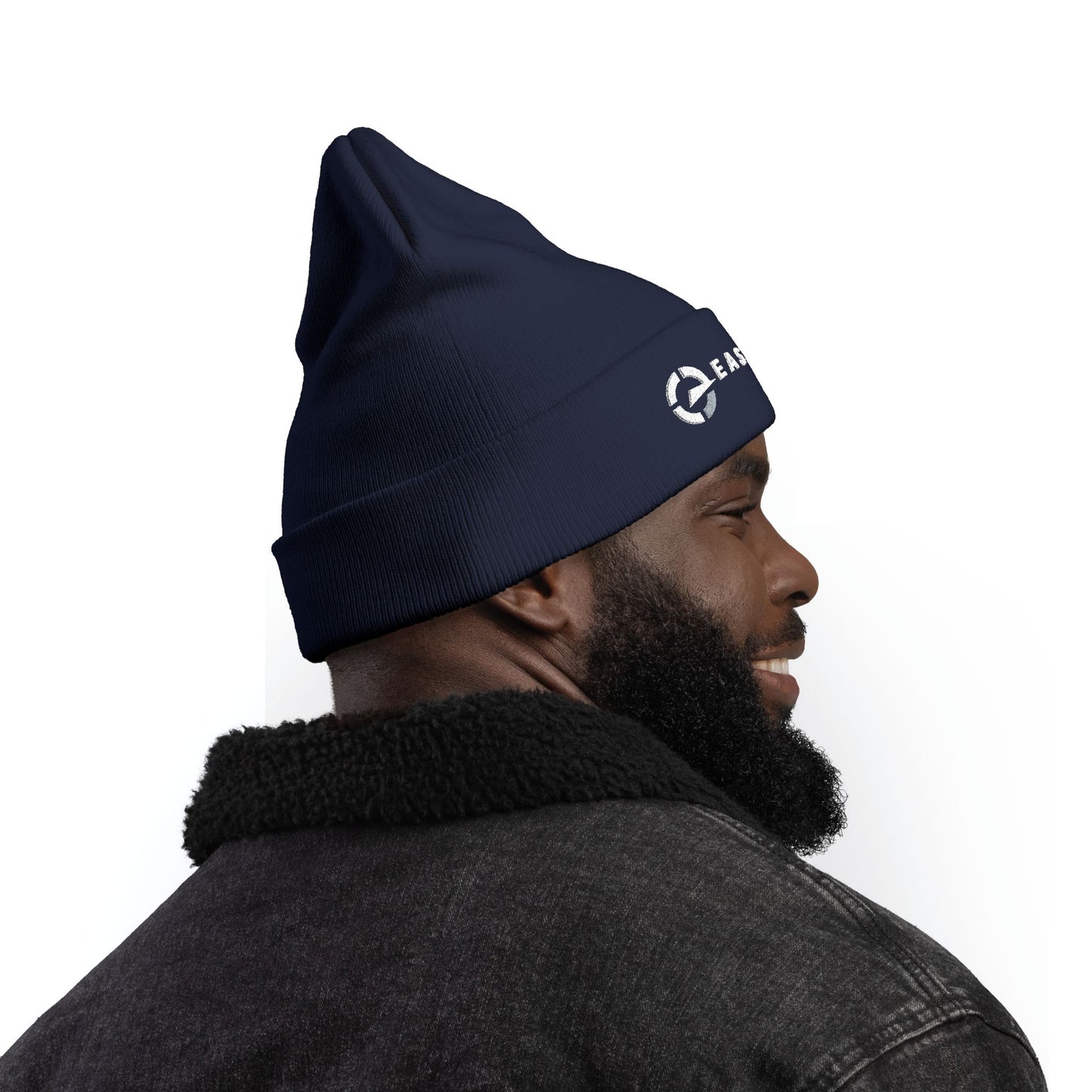 Classic Black Embroidered Knit Beanie