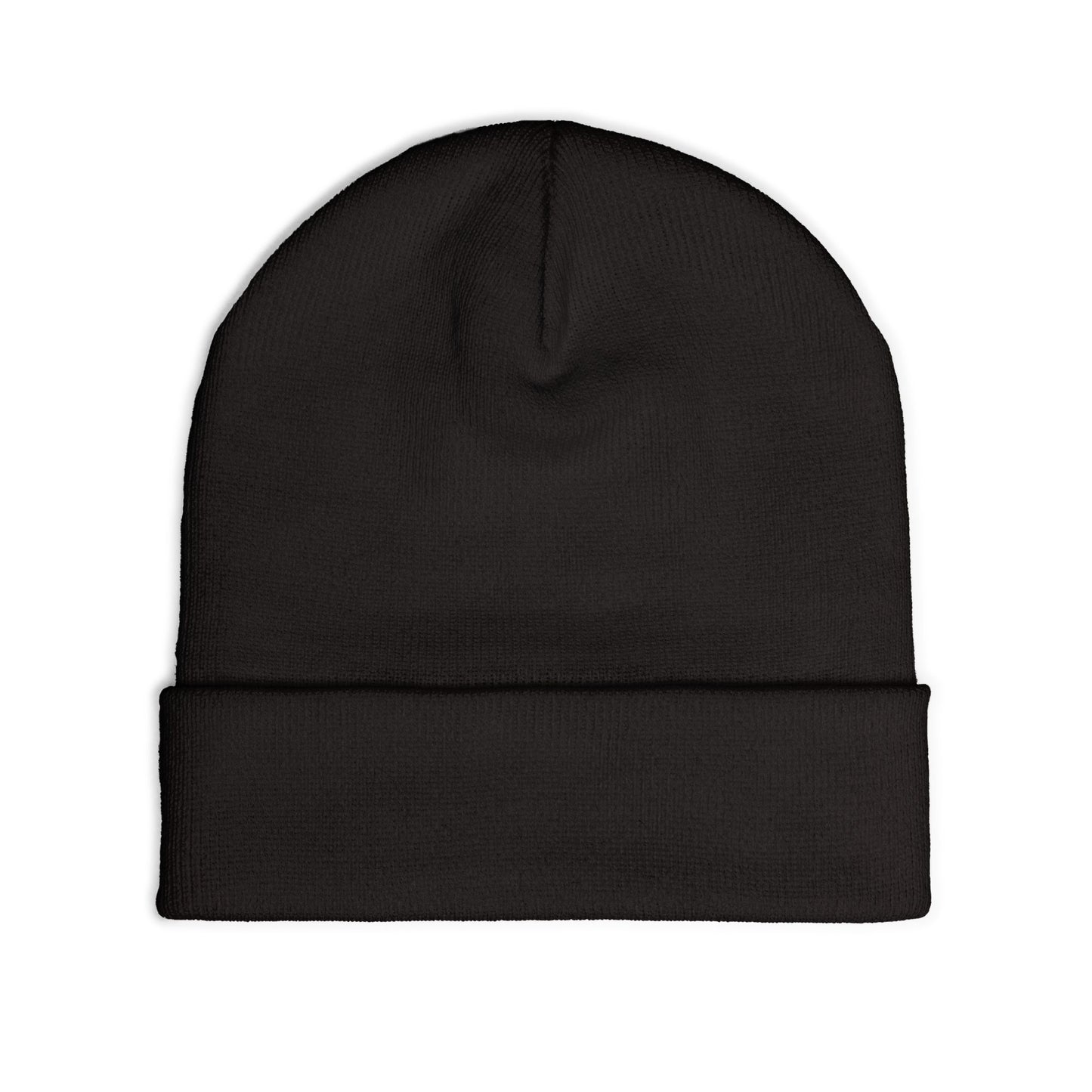 Classic Black Embroidered Knit Beanie