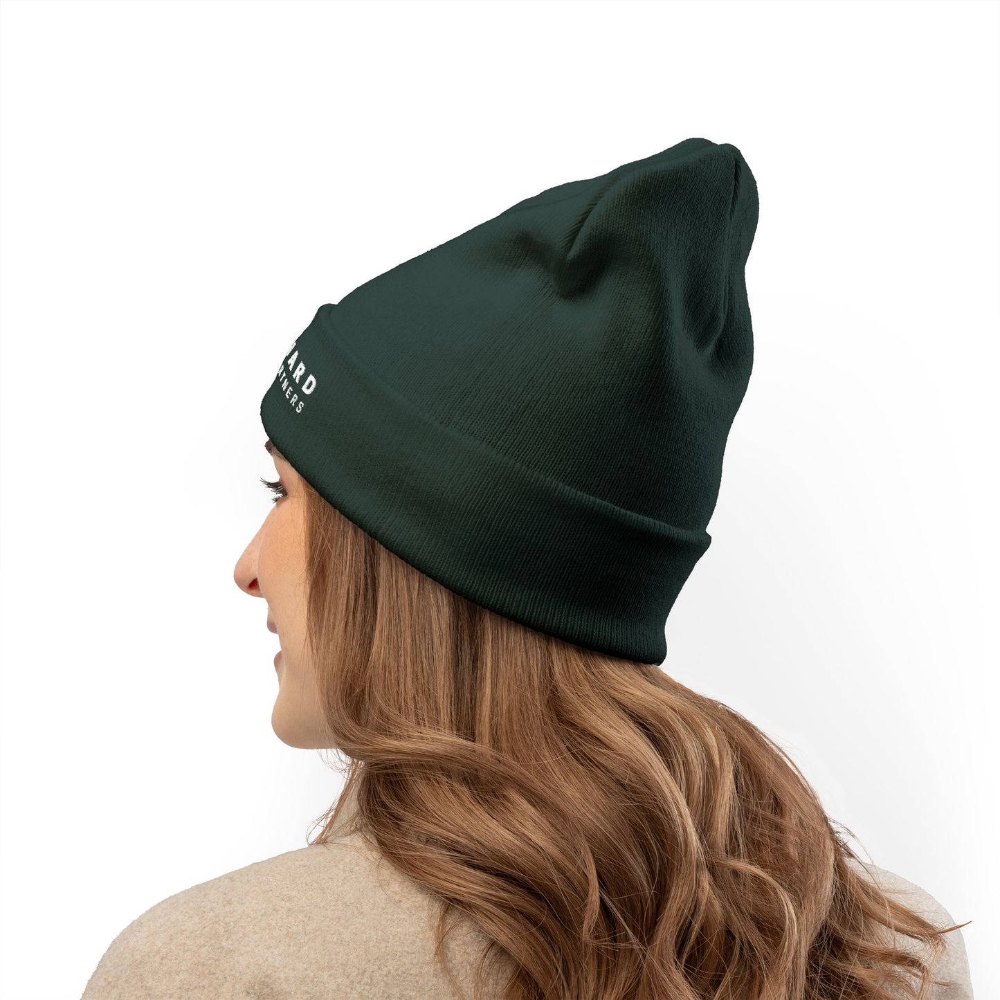 Classic Black Embroidered Knit Beanie